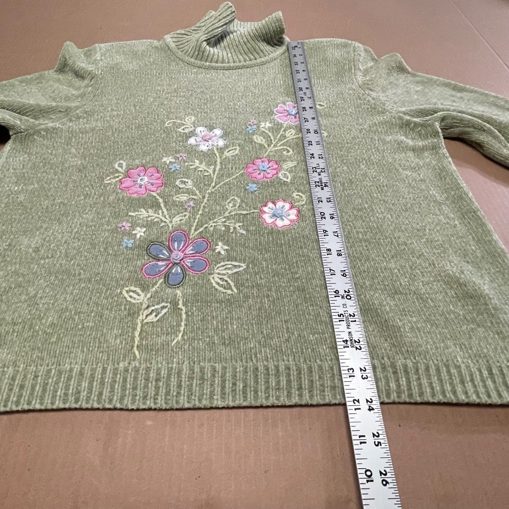 Alfred Dunner Women's XLarge Beaded Embroidered Floral Chenille Collared Sweater - Picture 9 of 14